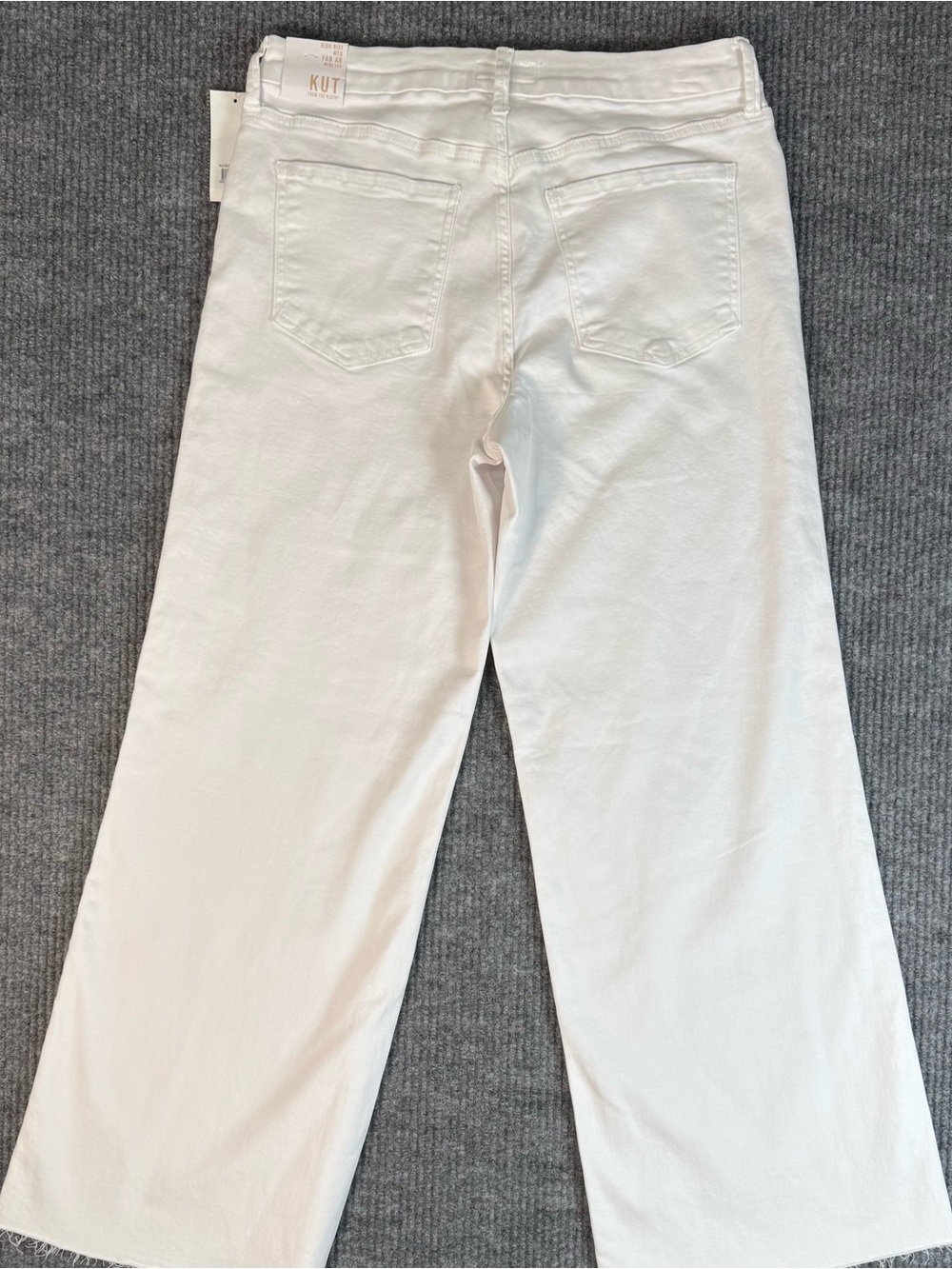 KUT From The Kloth Meg Fab Ab Wide Leg Jeans Womens 10 White High Rise Raw Hem - Picture 7 of 14